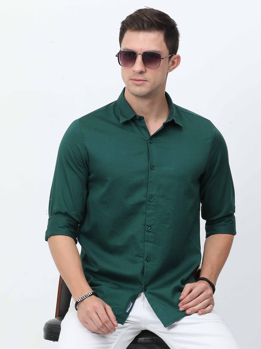 Green Satin Shirt for Men