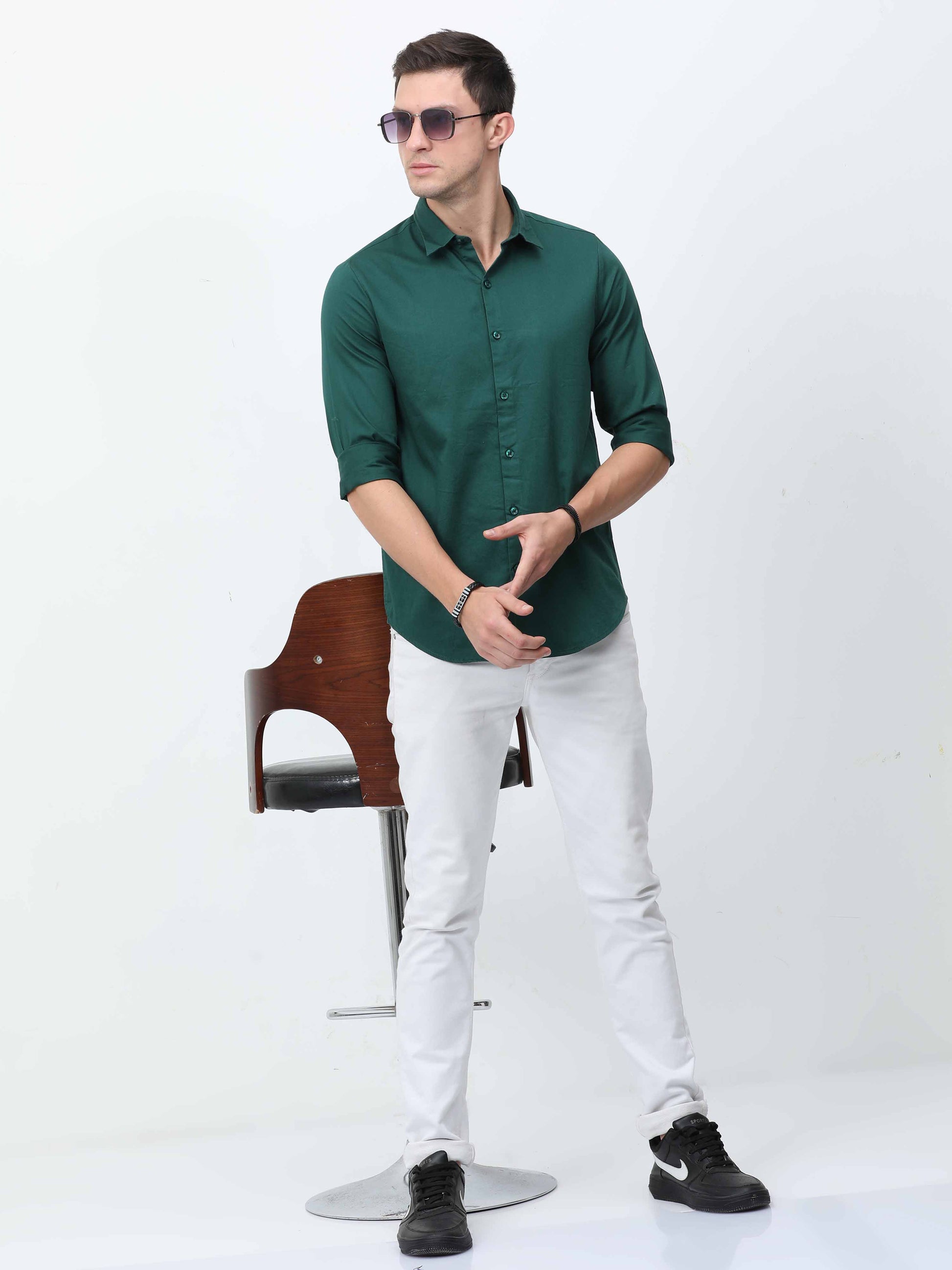 Green Satin Shirt for Men