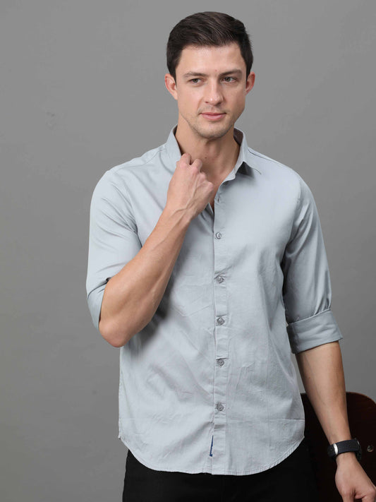 Grey Satin Shirt for Men