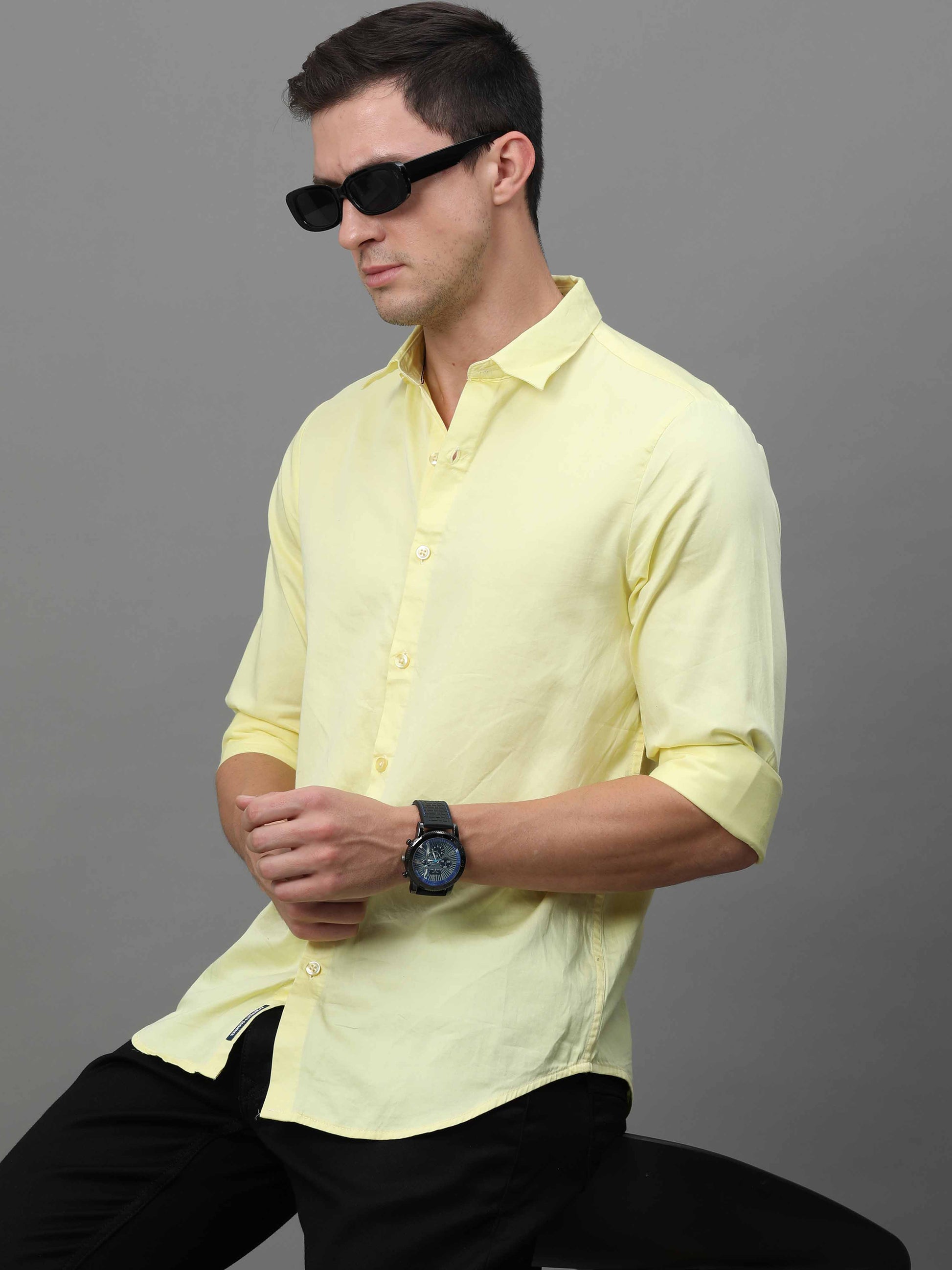 Yellow Satin Shirt for Men