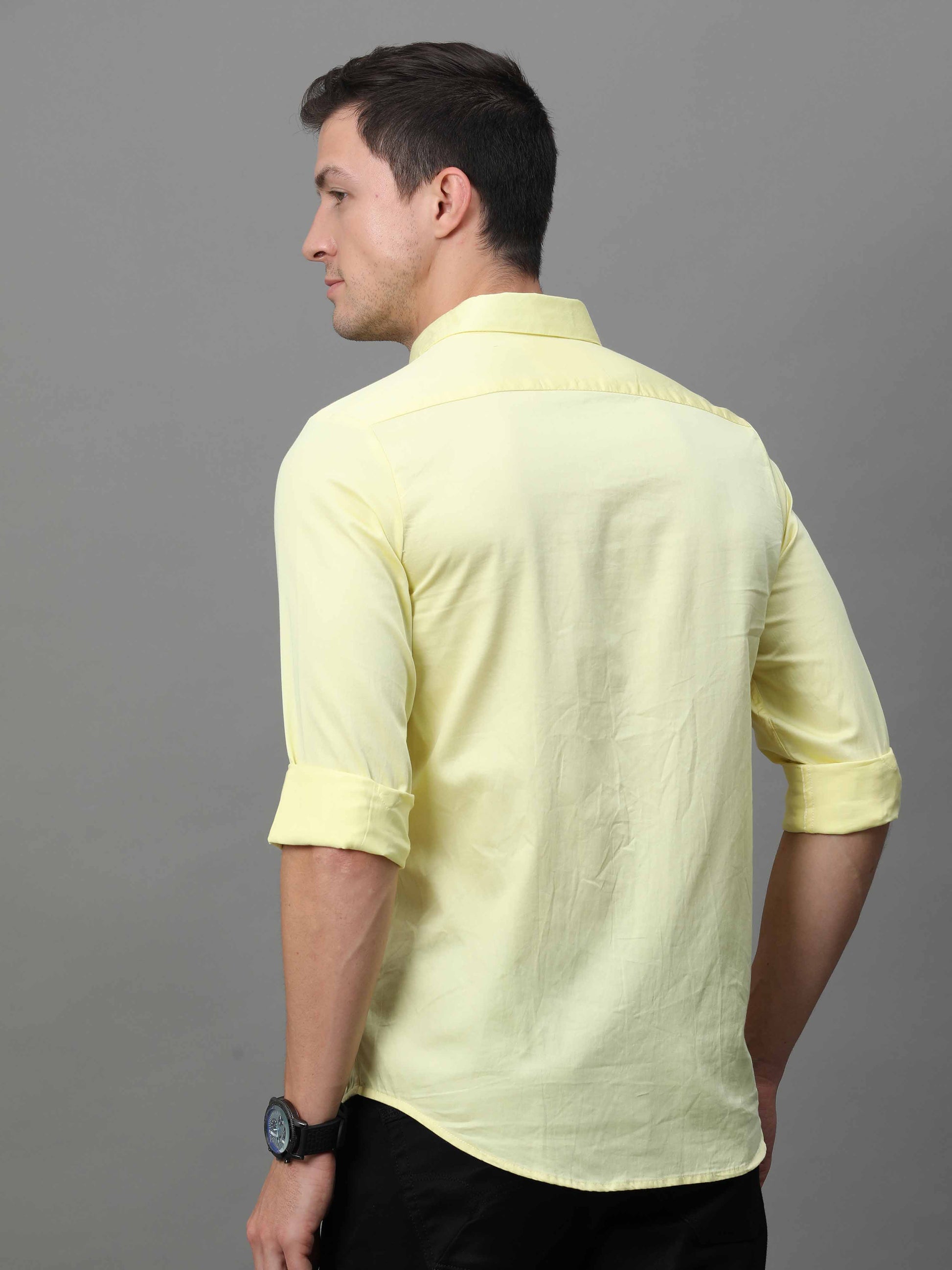 Yellow Satin Shirt for Men