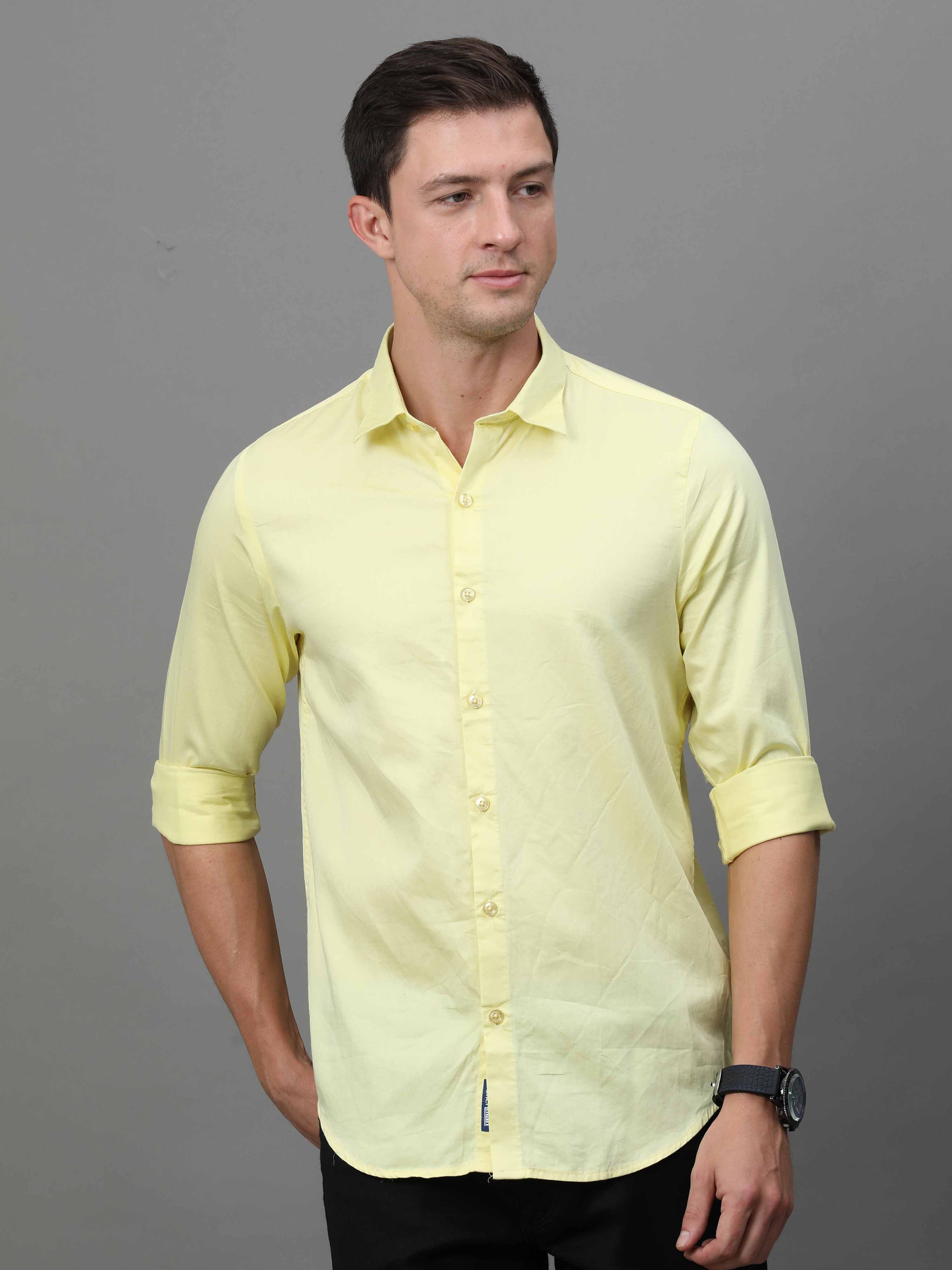 Yellow Satin Shirt for Men