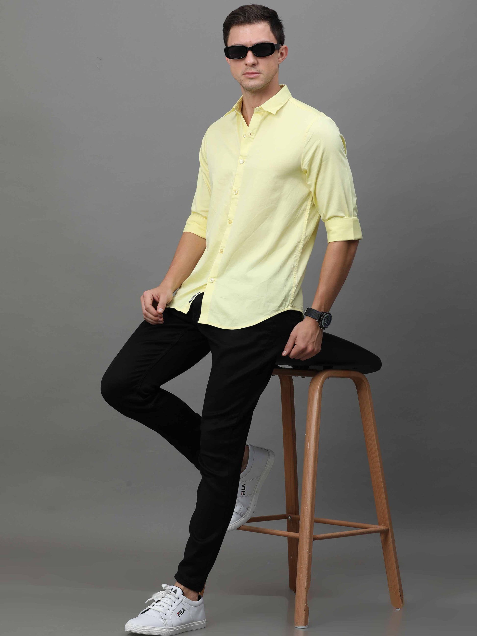 Yellow Satin Shirt for Men