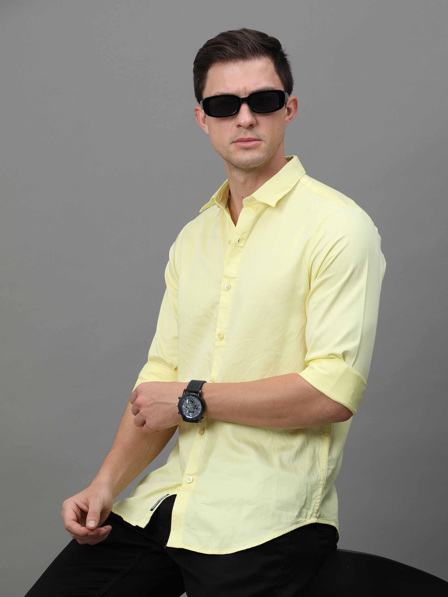 Yellow Satin Shirt for Men