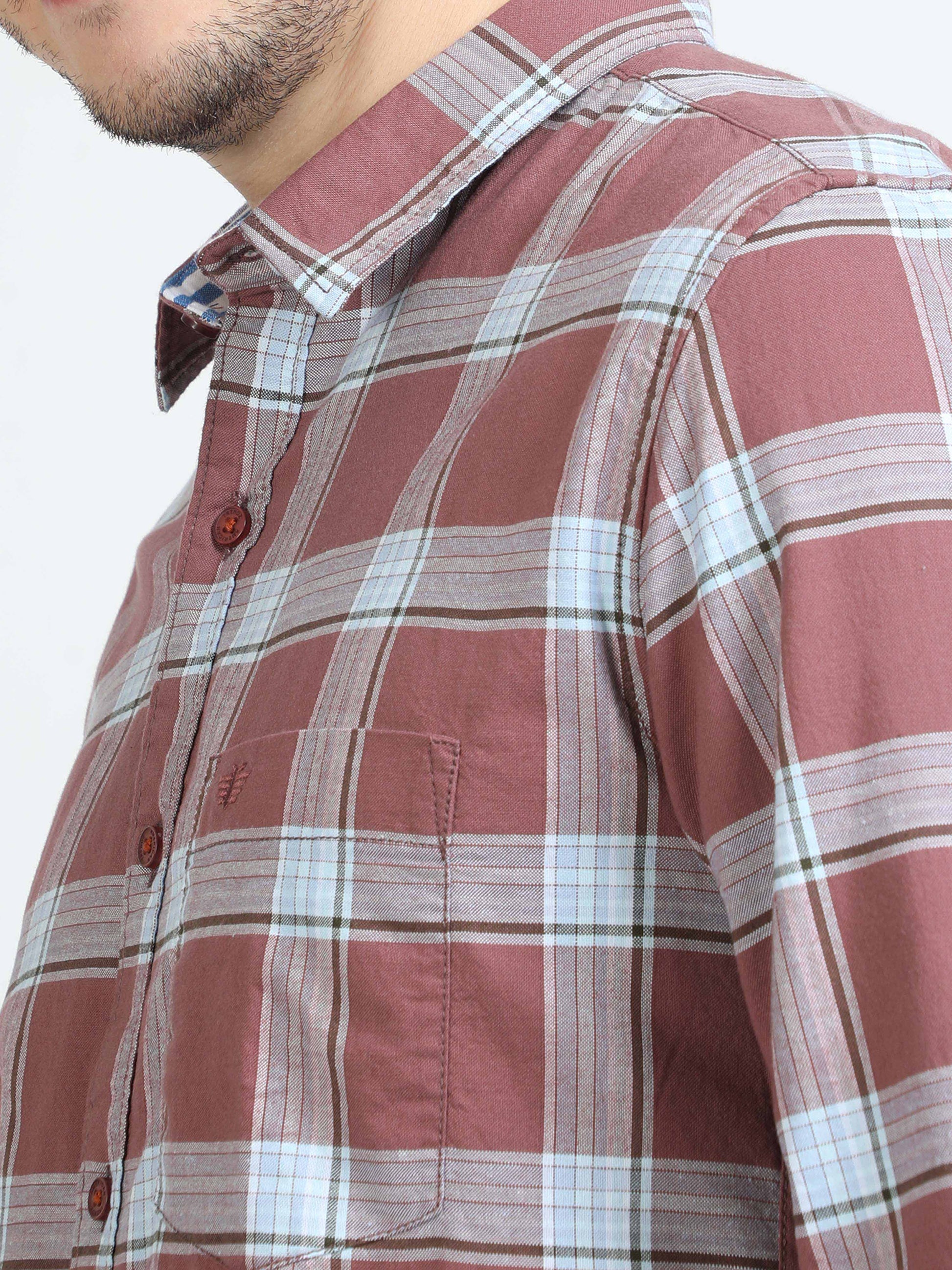 Mens Brown Check Shirt