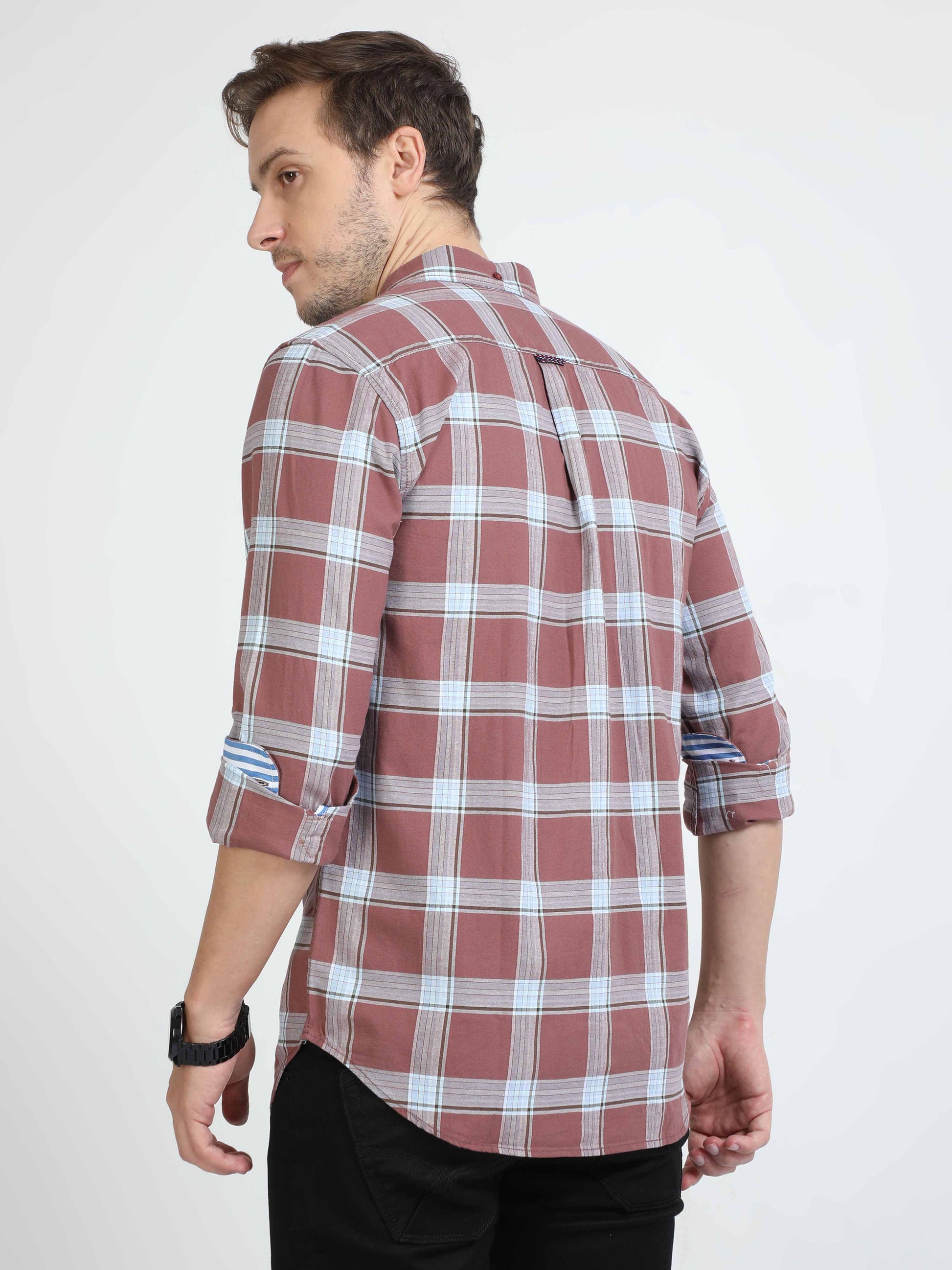 Mens Brown Check Shirt