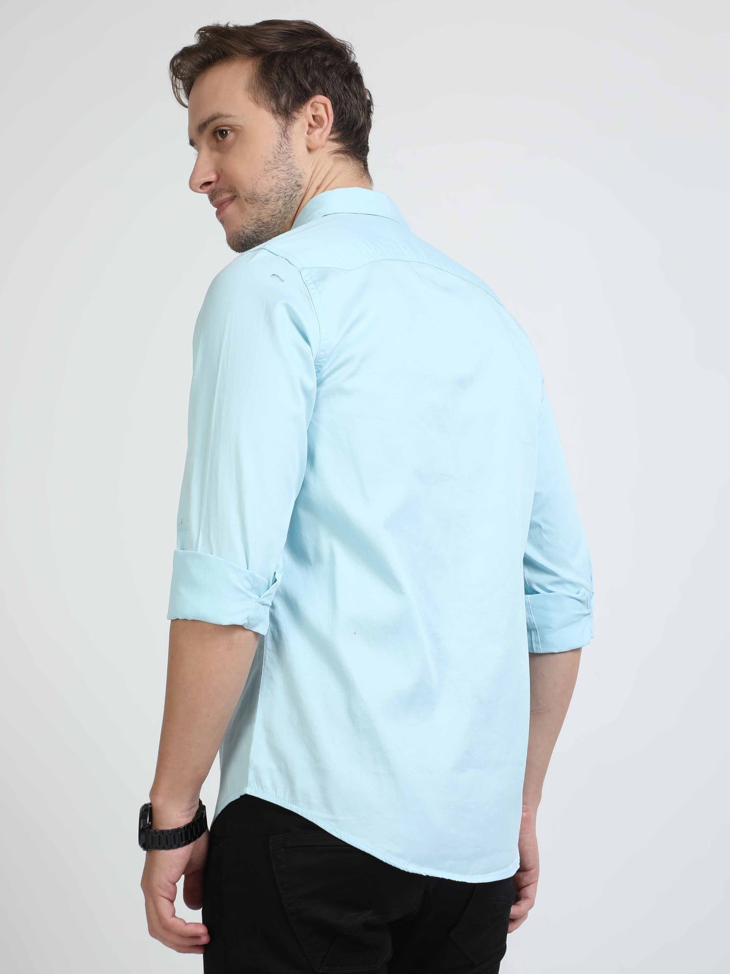 Sky blue double pocket shirt