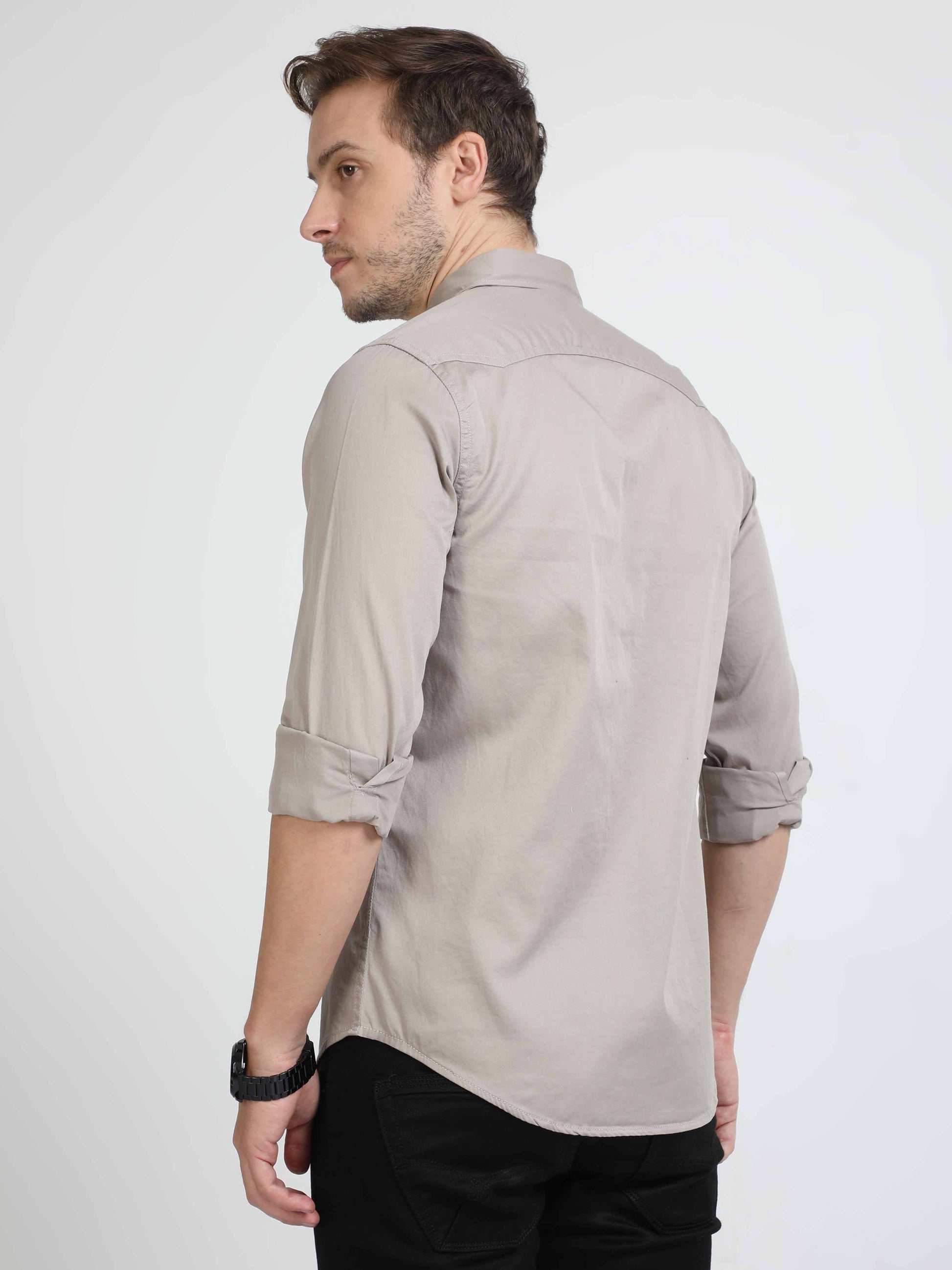  Mens Grey Double Pocket Shirt 