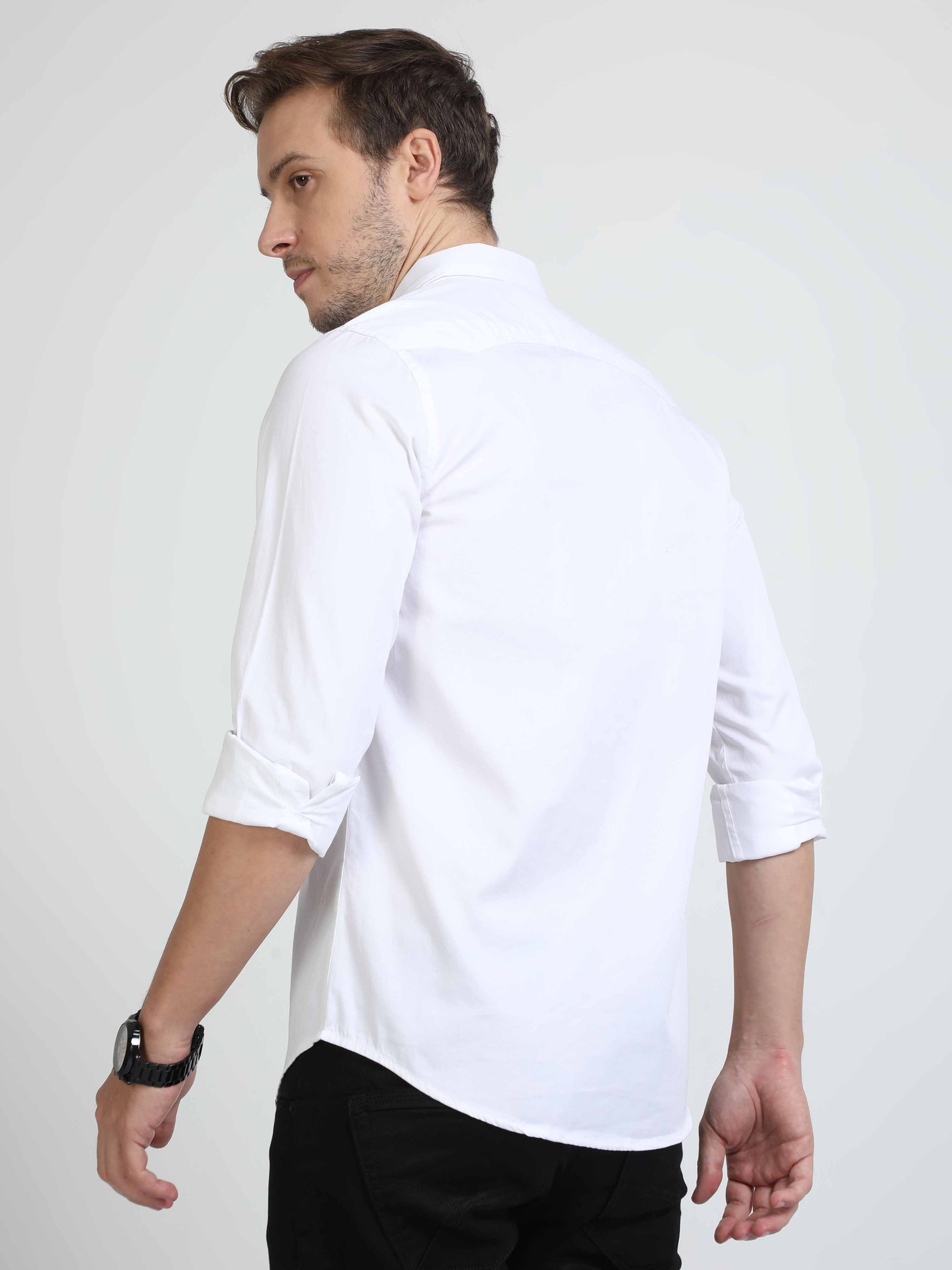 double pocket white shirt for men