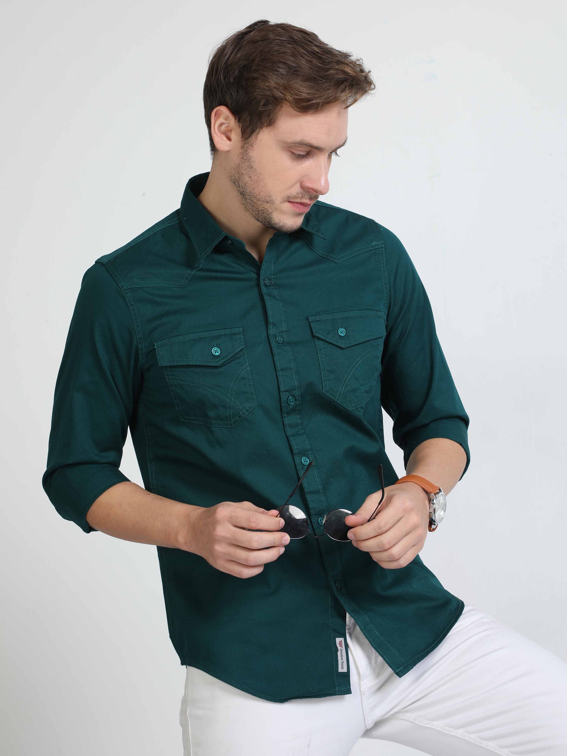 Dark Green Double Pocket Shirt 