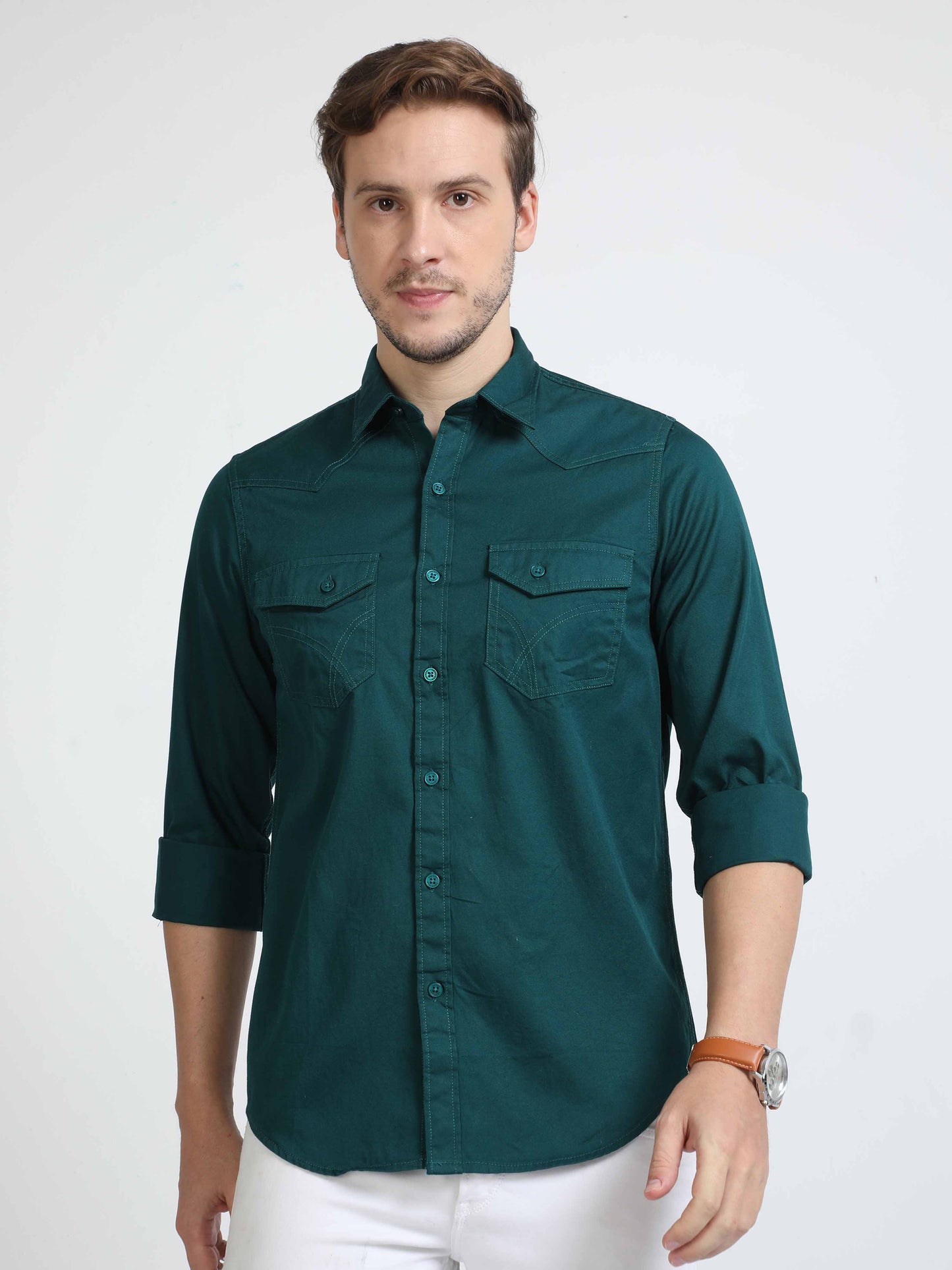 Dark Green Double Pocket Shirt 