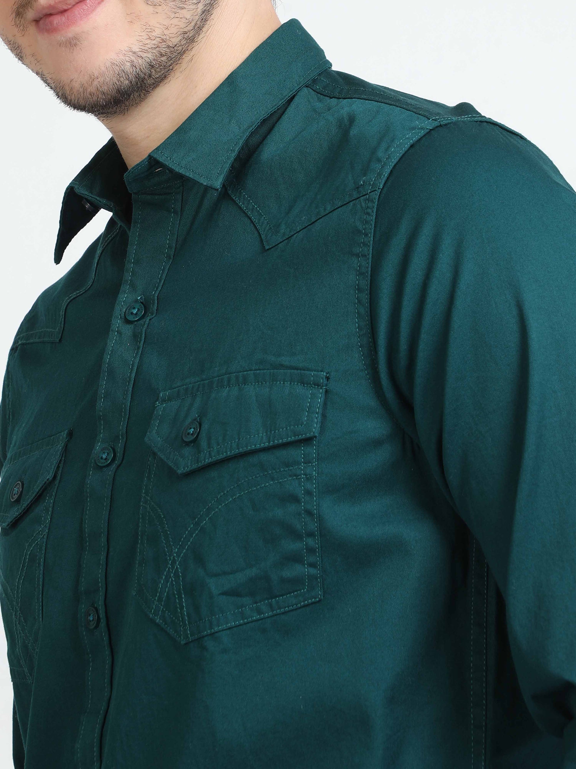Dark Green Double Pocket Shirt 
