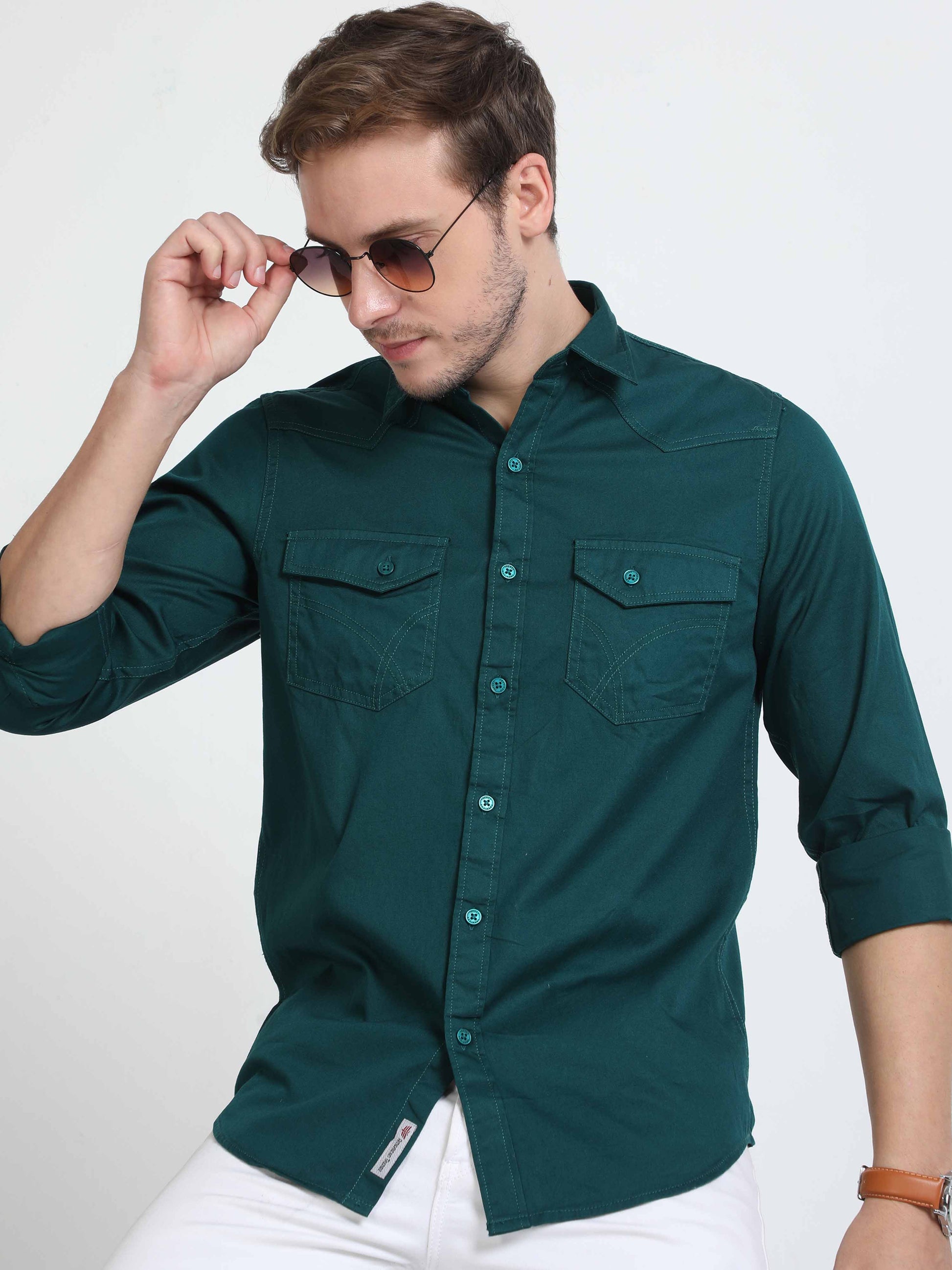 Dark Green Double Pocket Shirt 