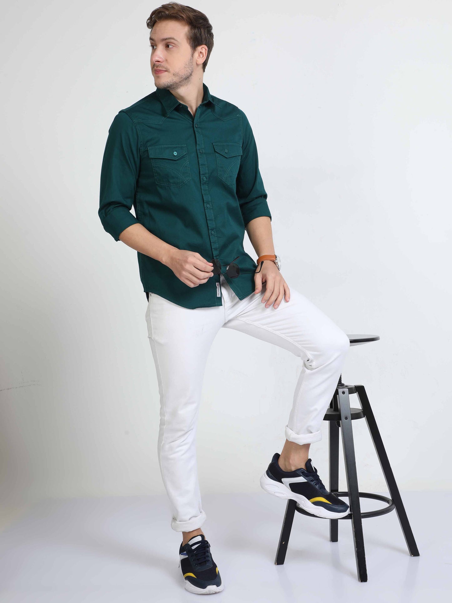 Dark Green Double Pocket Shirt 