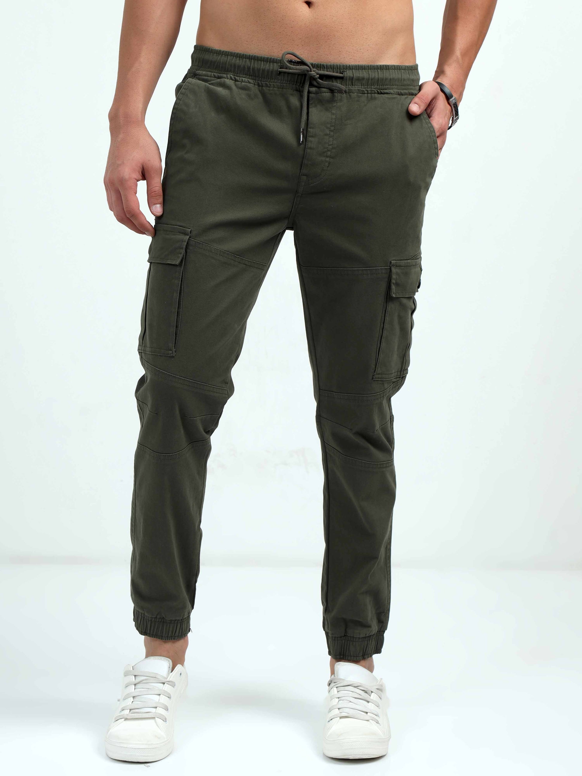 Mens Green Cargo Trousers