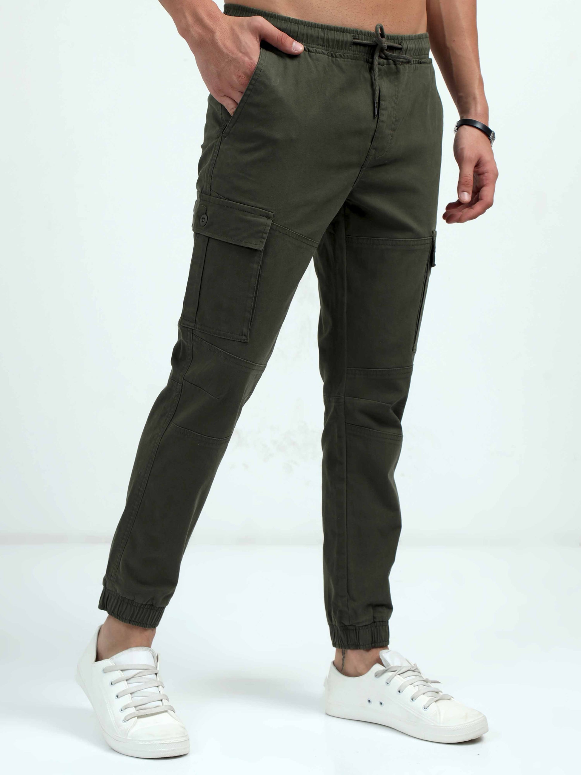 Mens Green Cargo Trousers