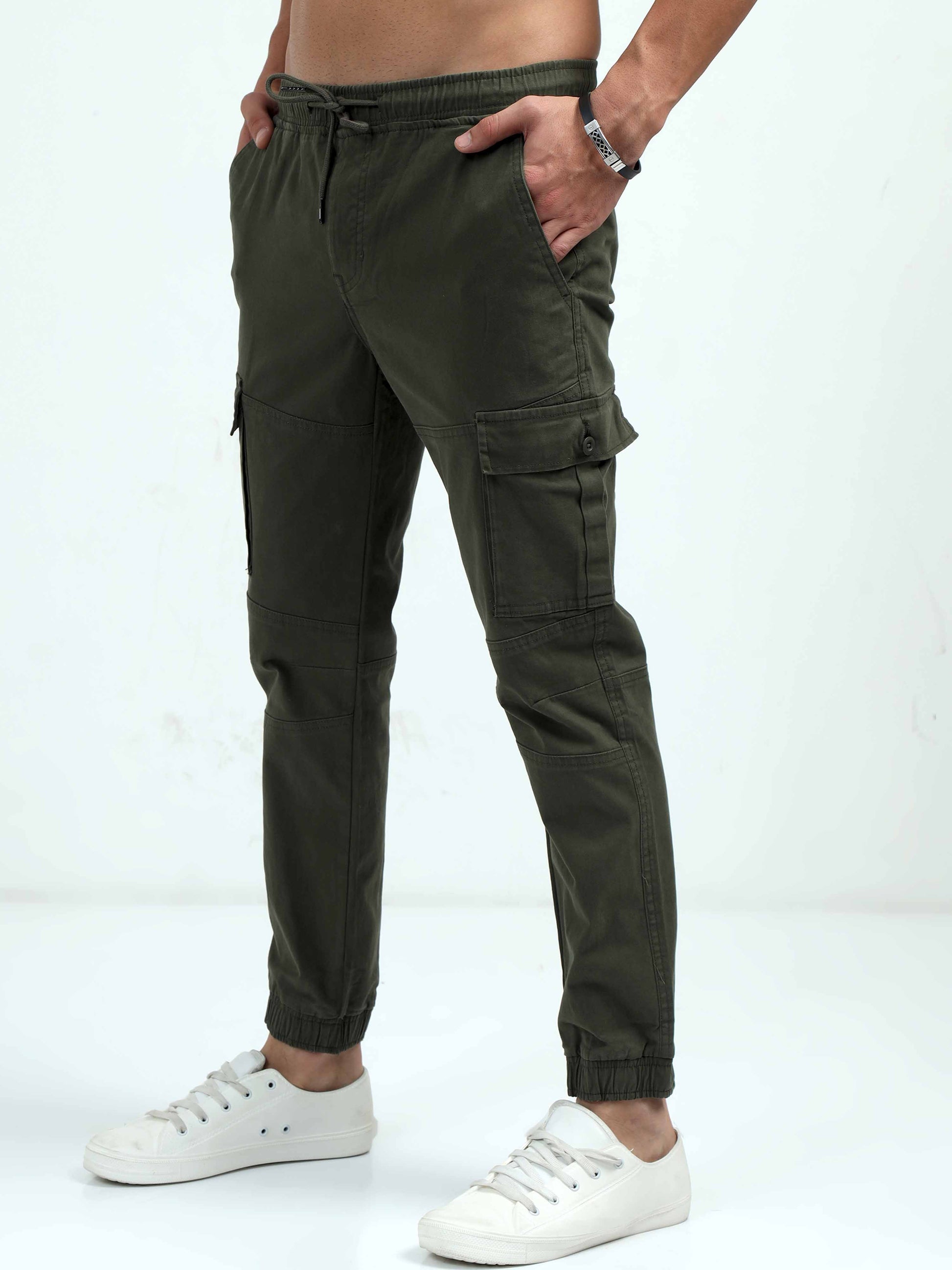 Mens Green Cargo Trousers