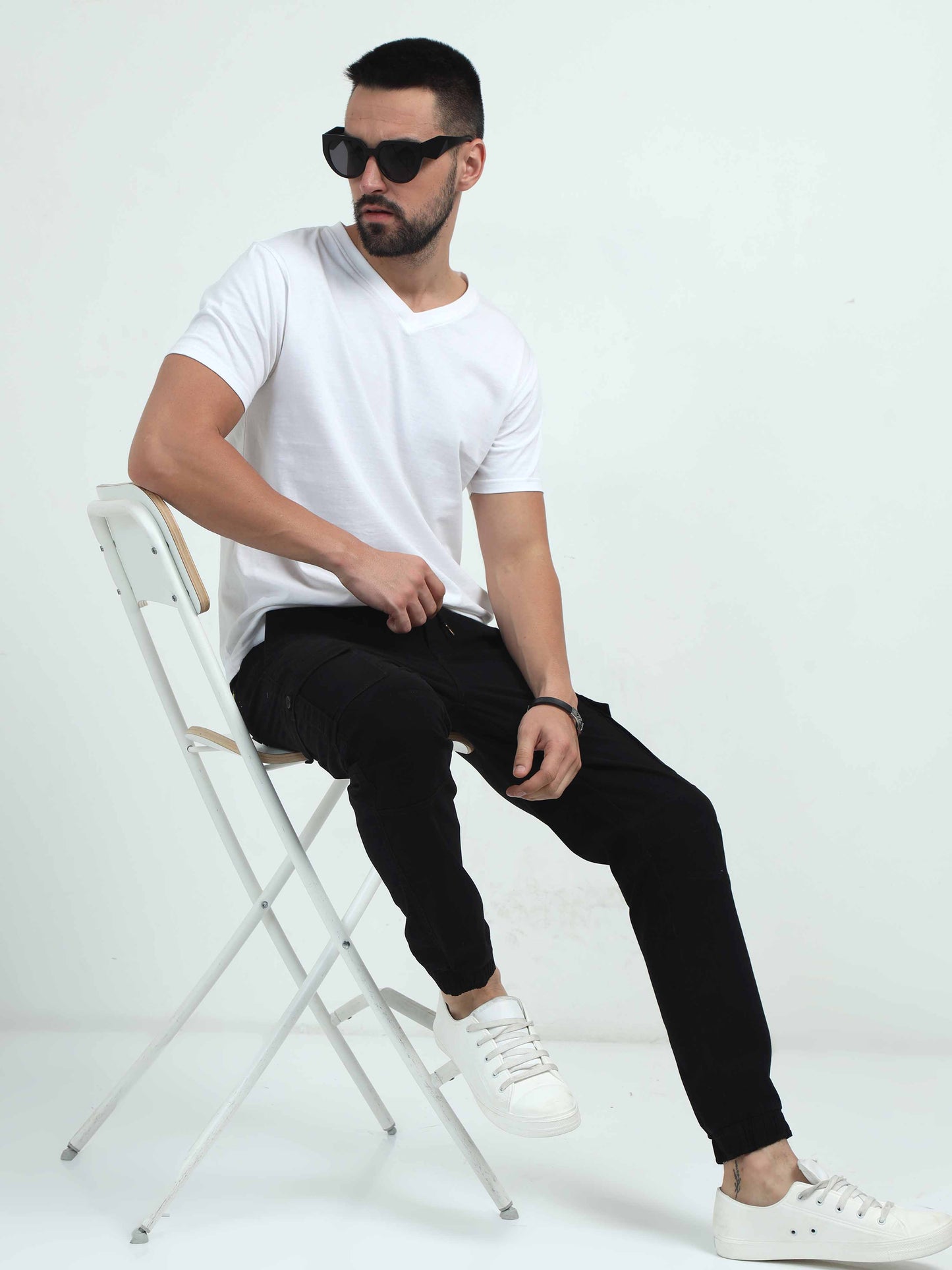 Mens Black Cargo Trousers