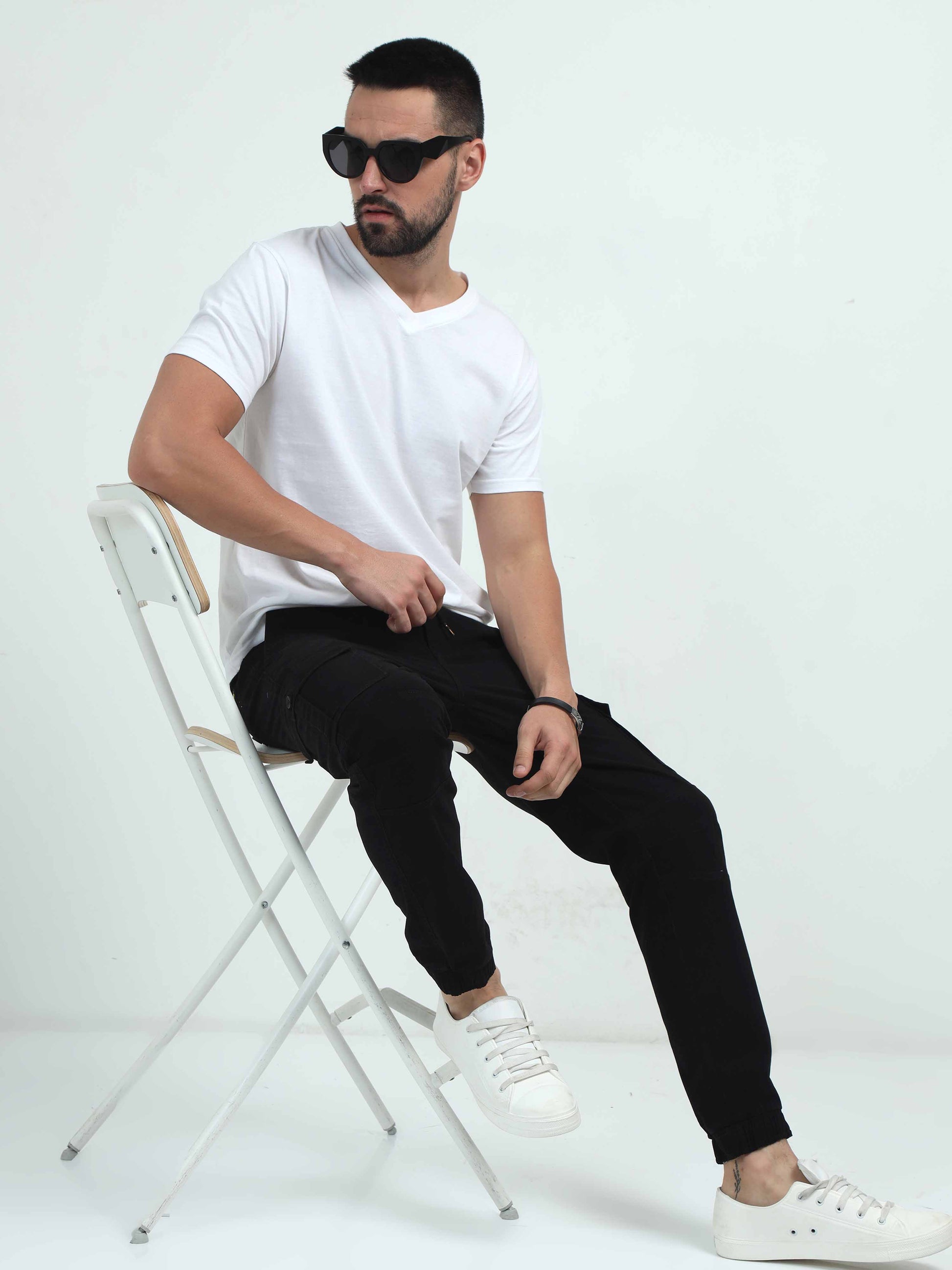 Mens Black Cargo Trousers