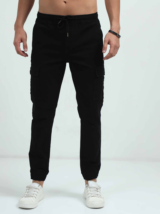 Mens Black Cargo Trousers