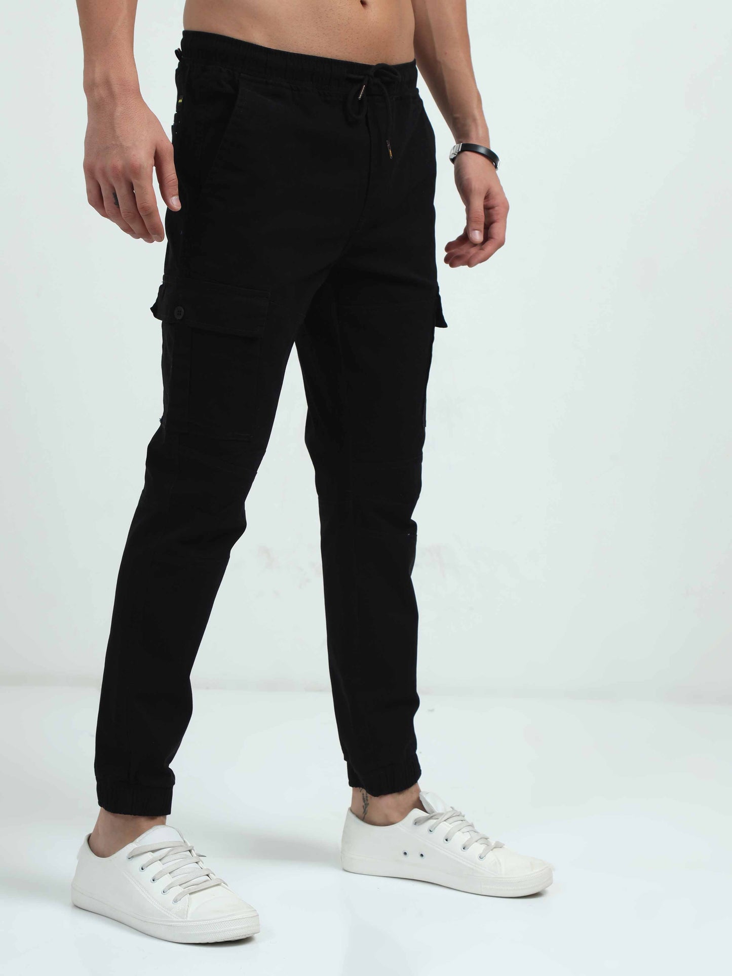 Mens Black Cargo Trousers