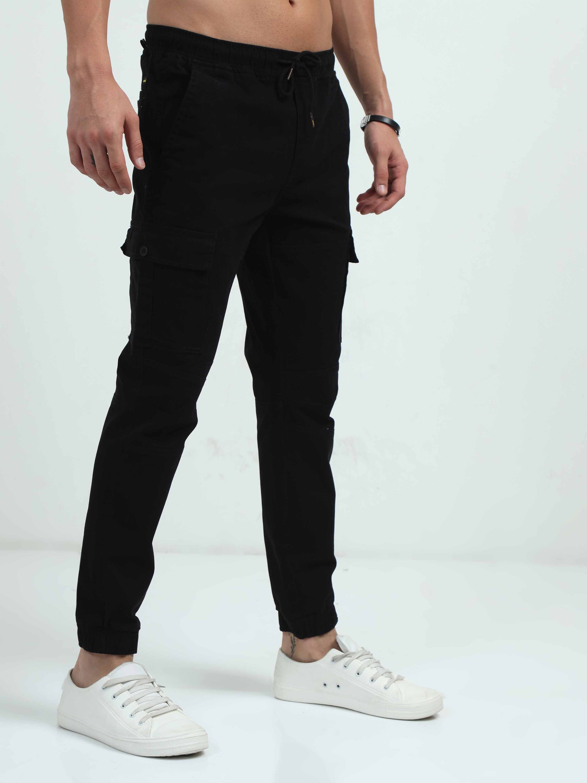 Mens Black Cargo Trousers