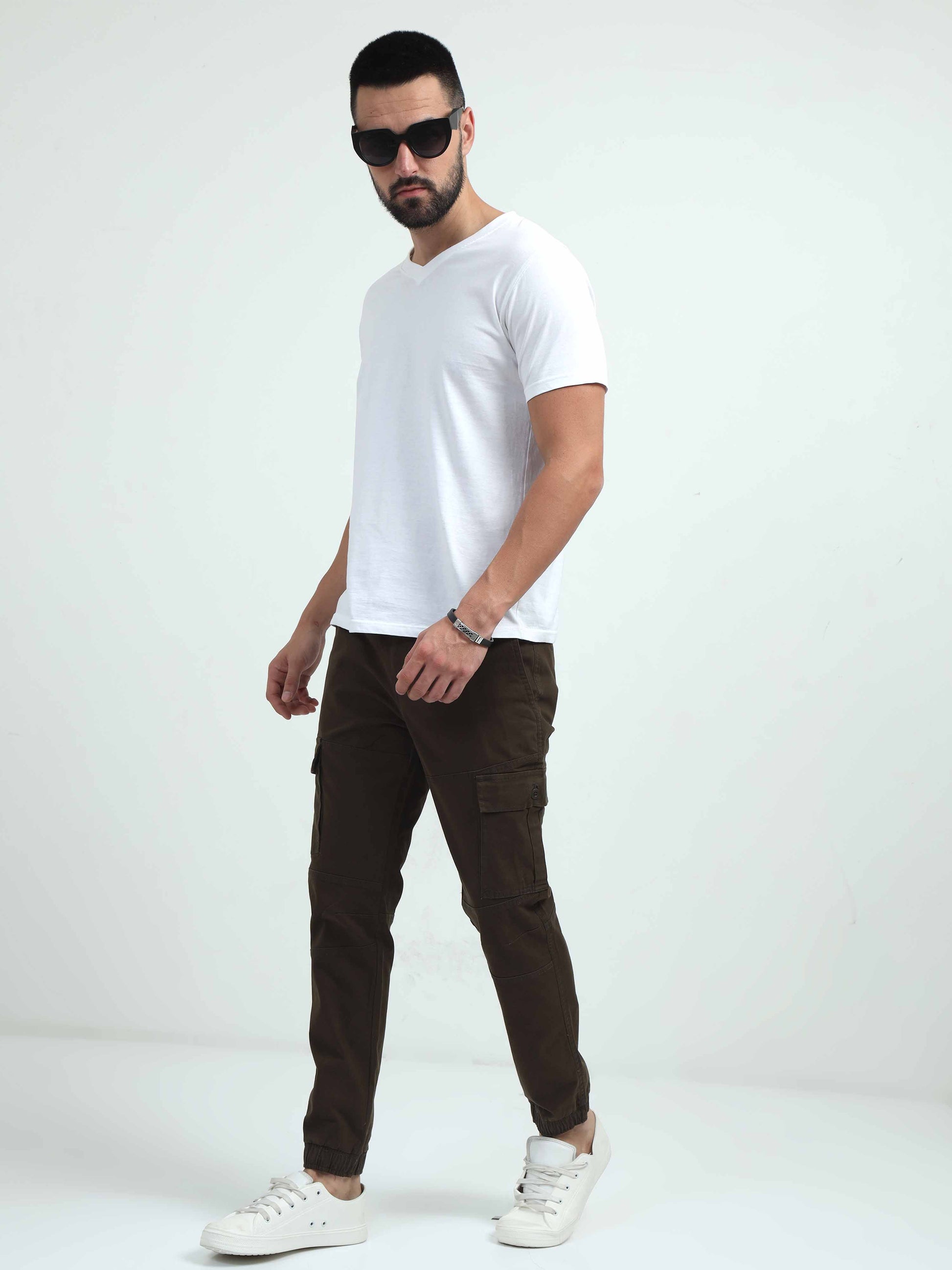 Mens Brown Cargo Trousers