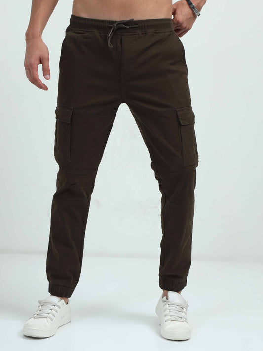Mens Brown Cargo Trousers