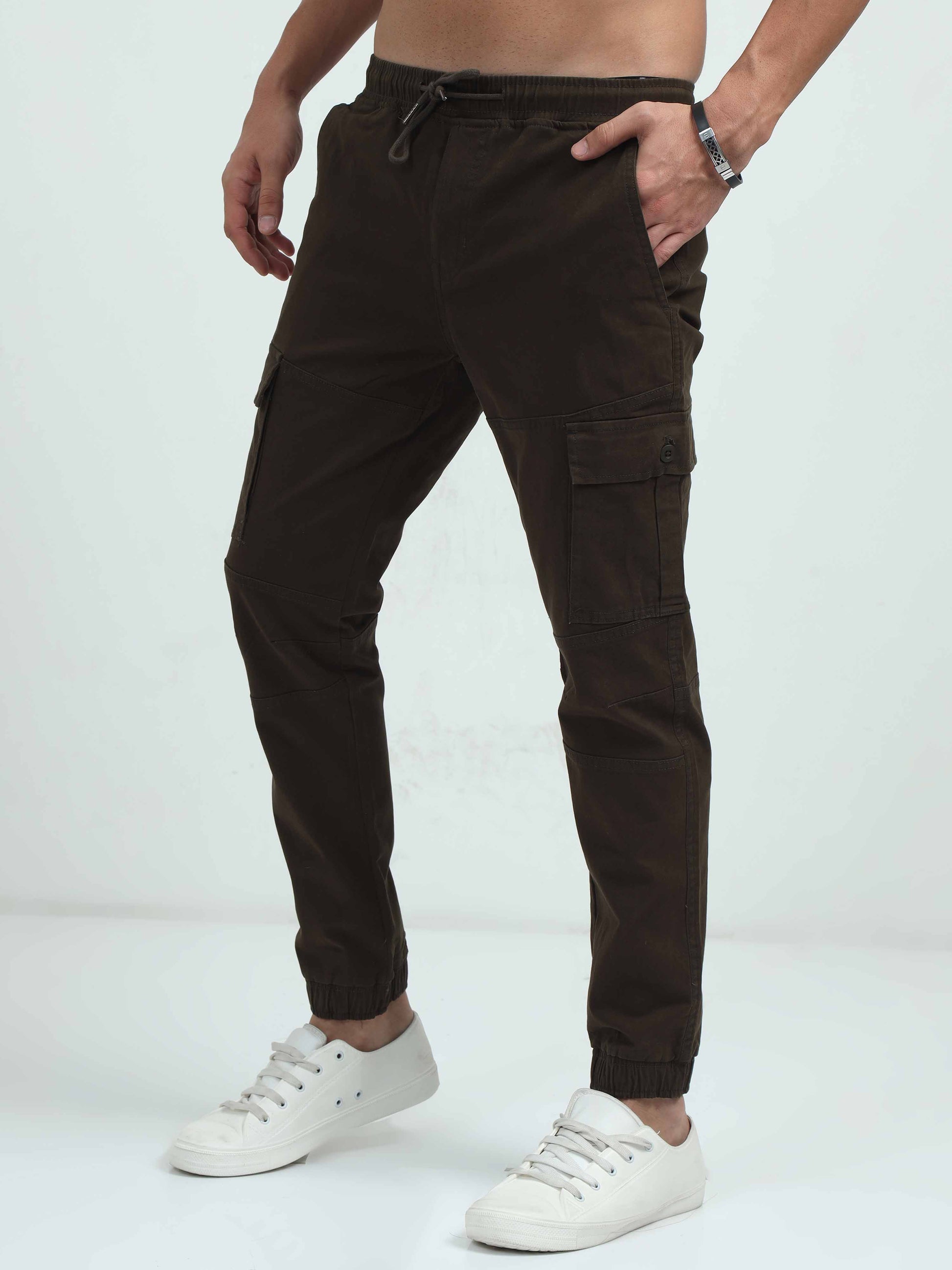 Mens Brown Cargo Trousers