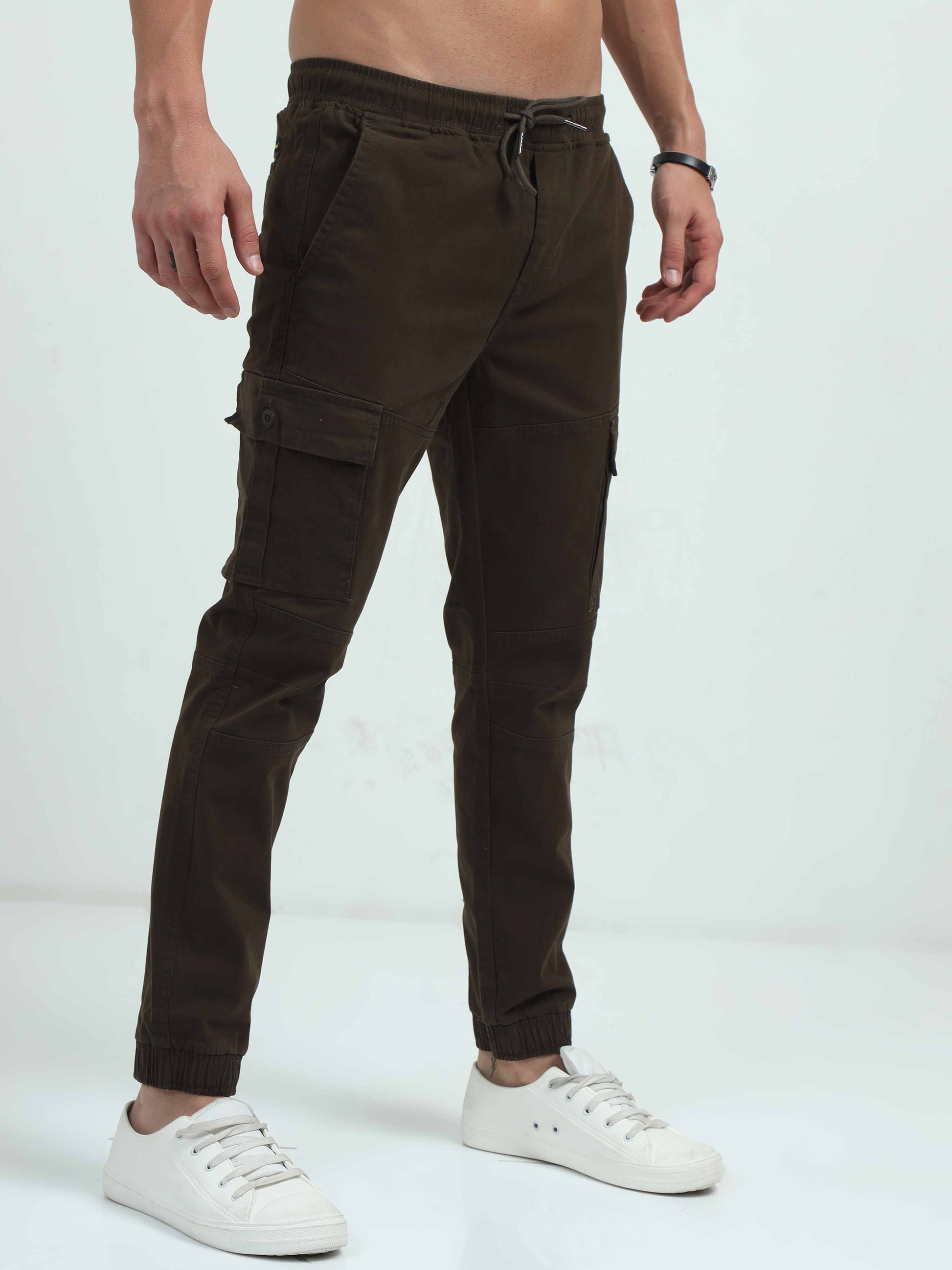Mens Brown Cargo Trousers