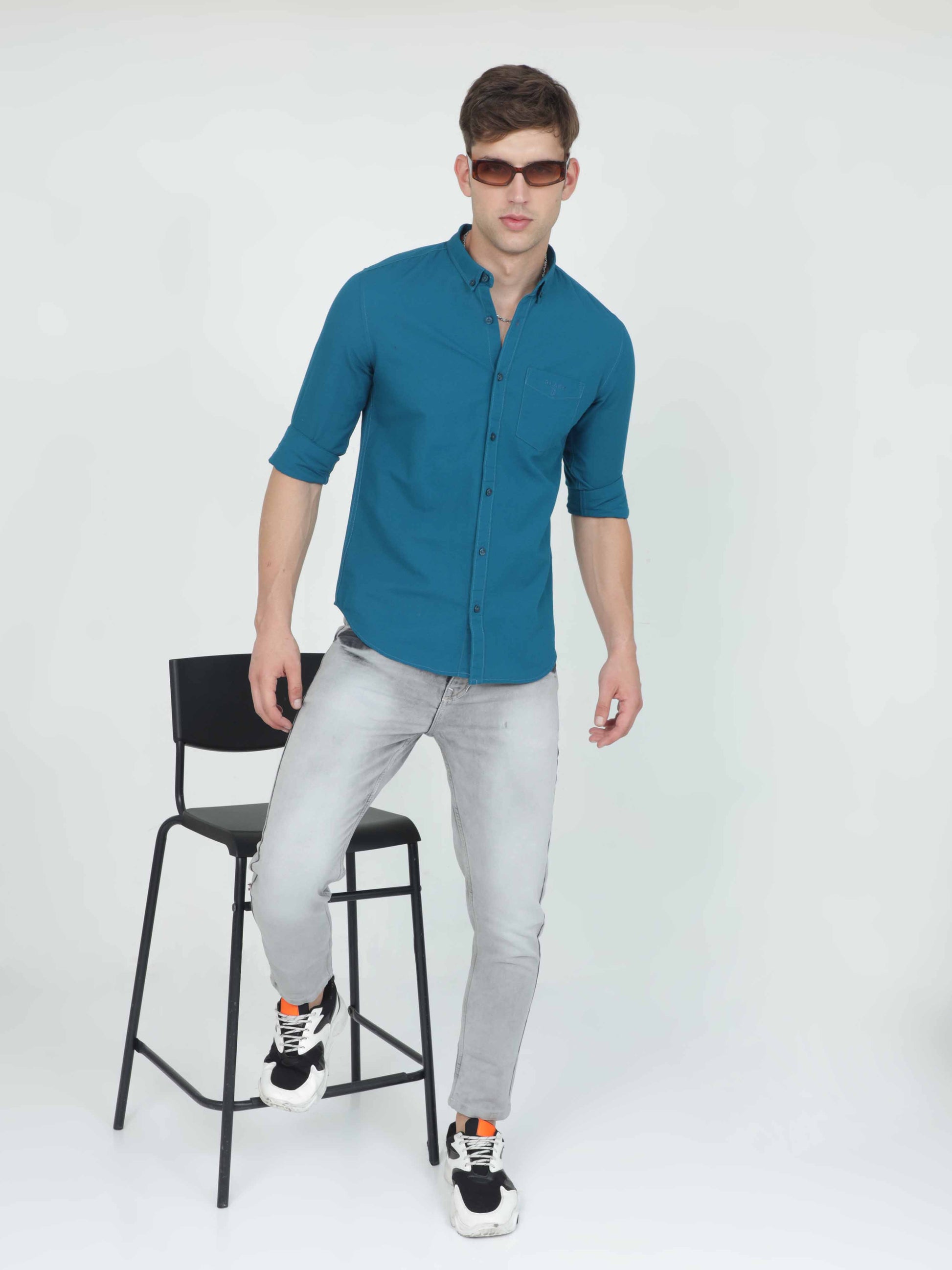 cotton blue shirt for men