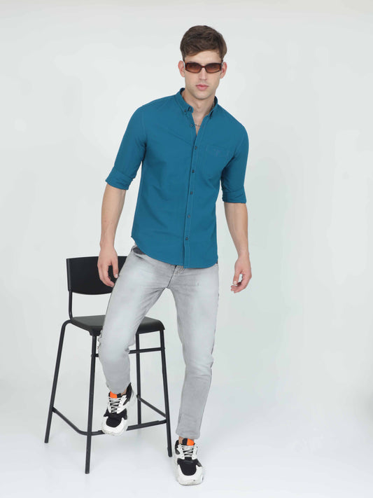 cotton blue shirt for men