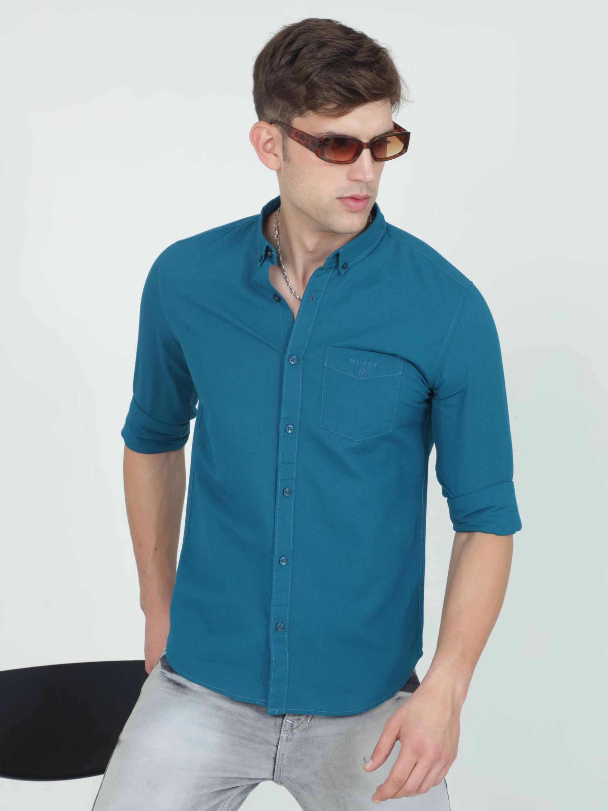 cotton blue shirt for men