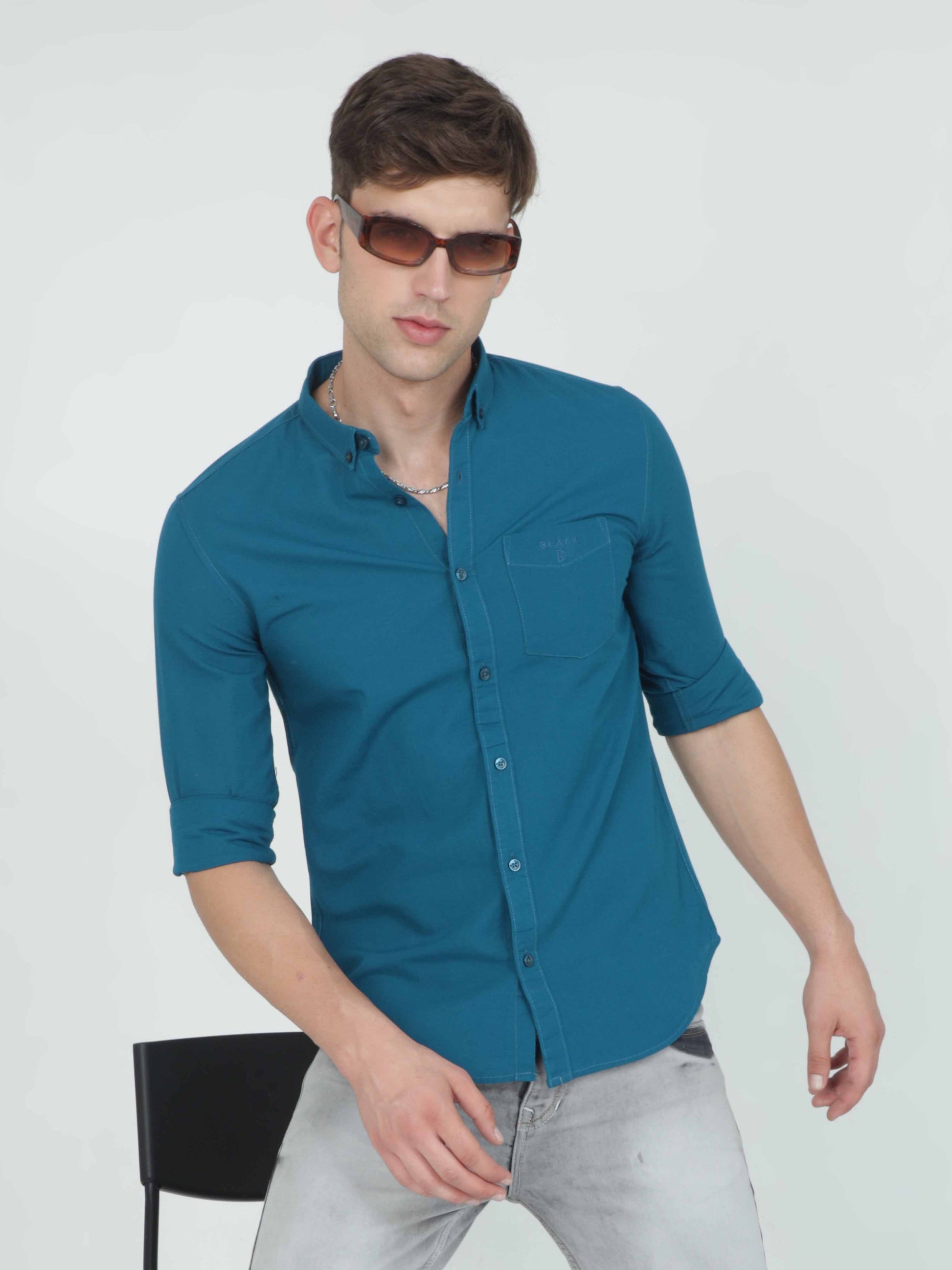 cotton blue shirt for men