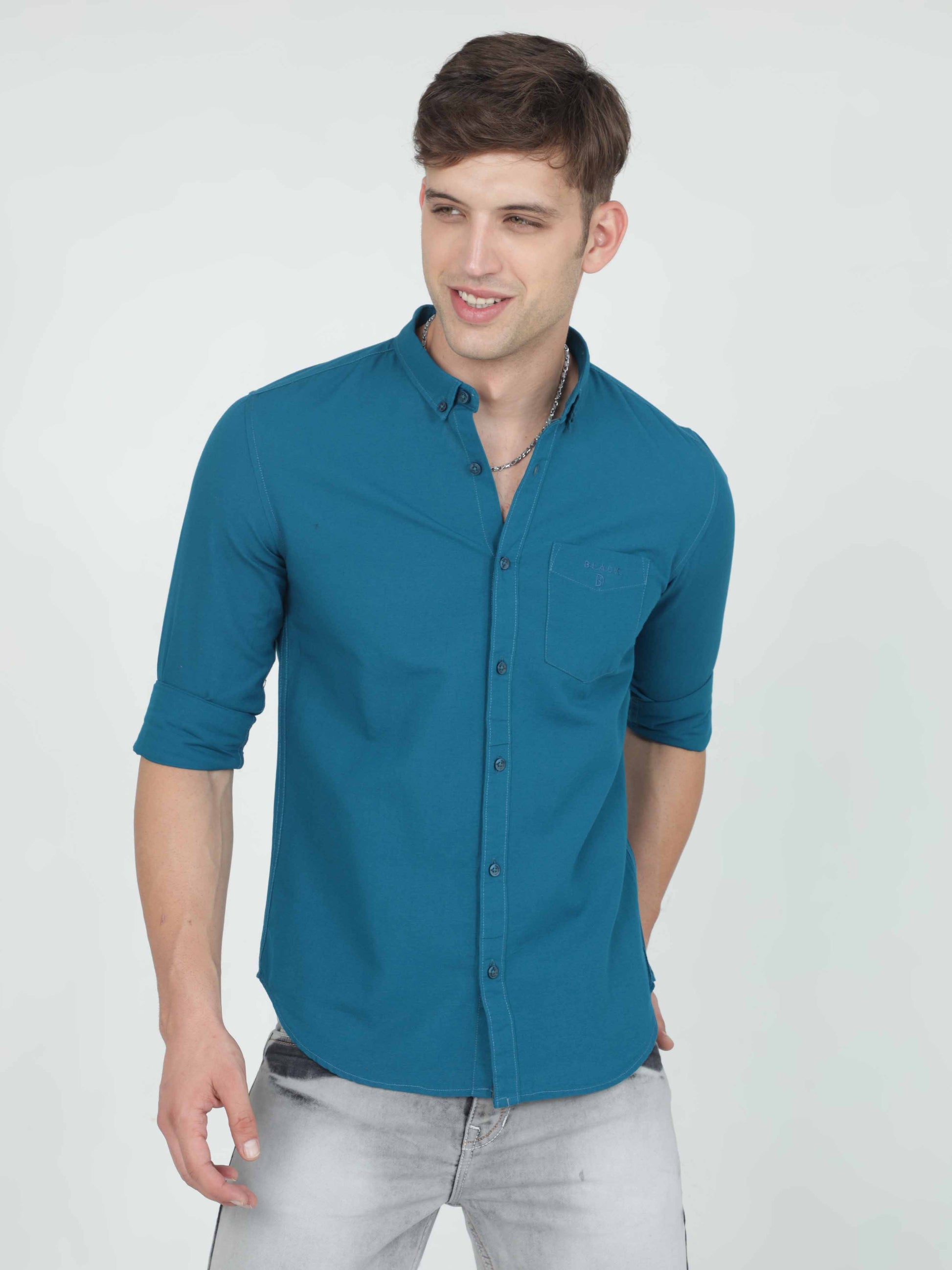 cotton blue shirt for men