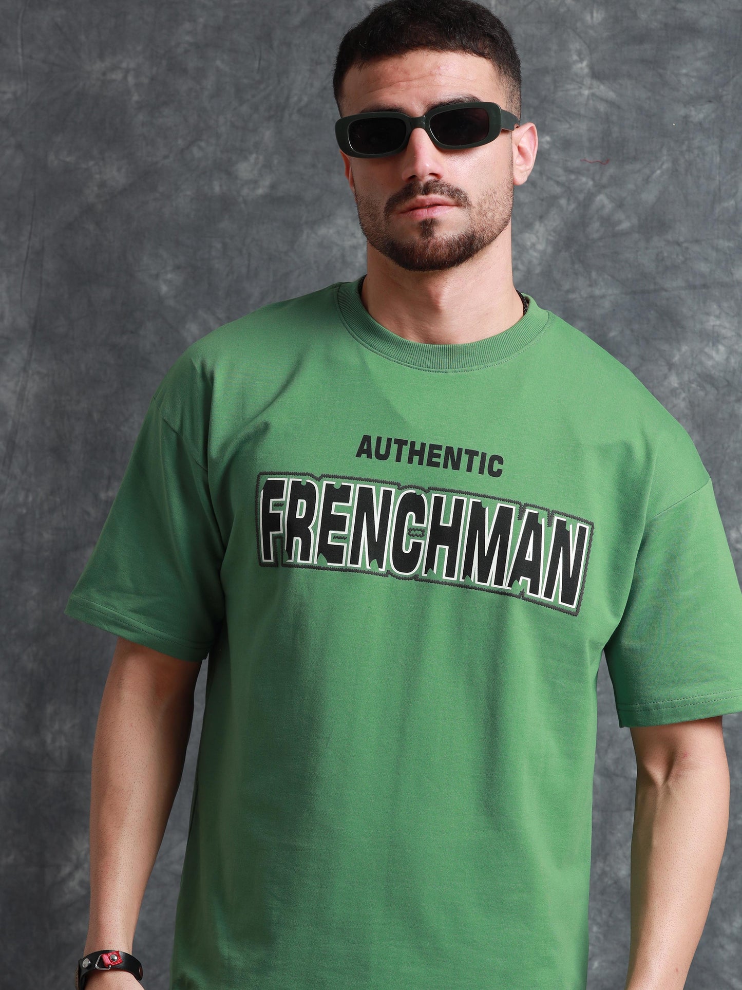 Mens green oversized t shirt - Black Denim