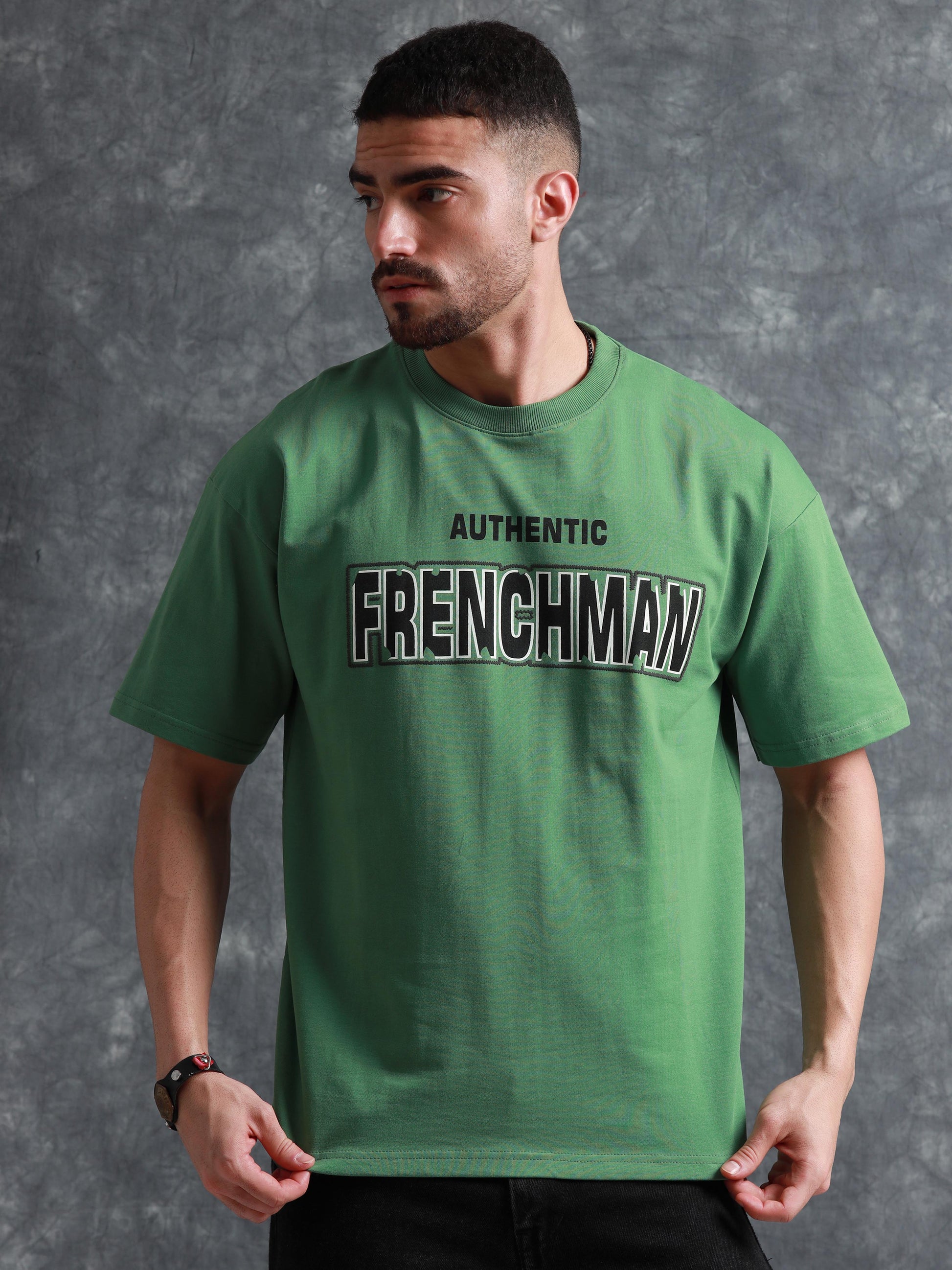 Mens green oversized t shirt - Black Denim