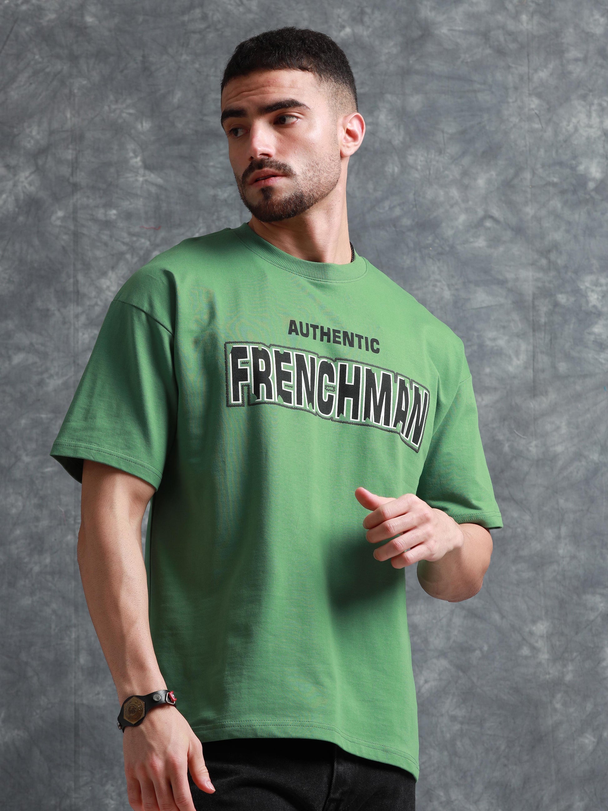 Mens green oversized t shirt - Black Denim
