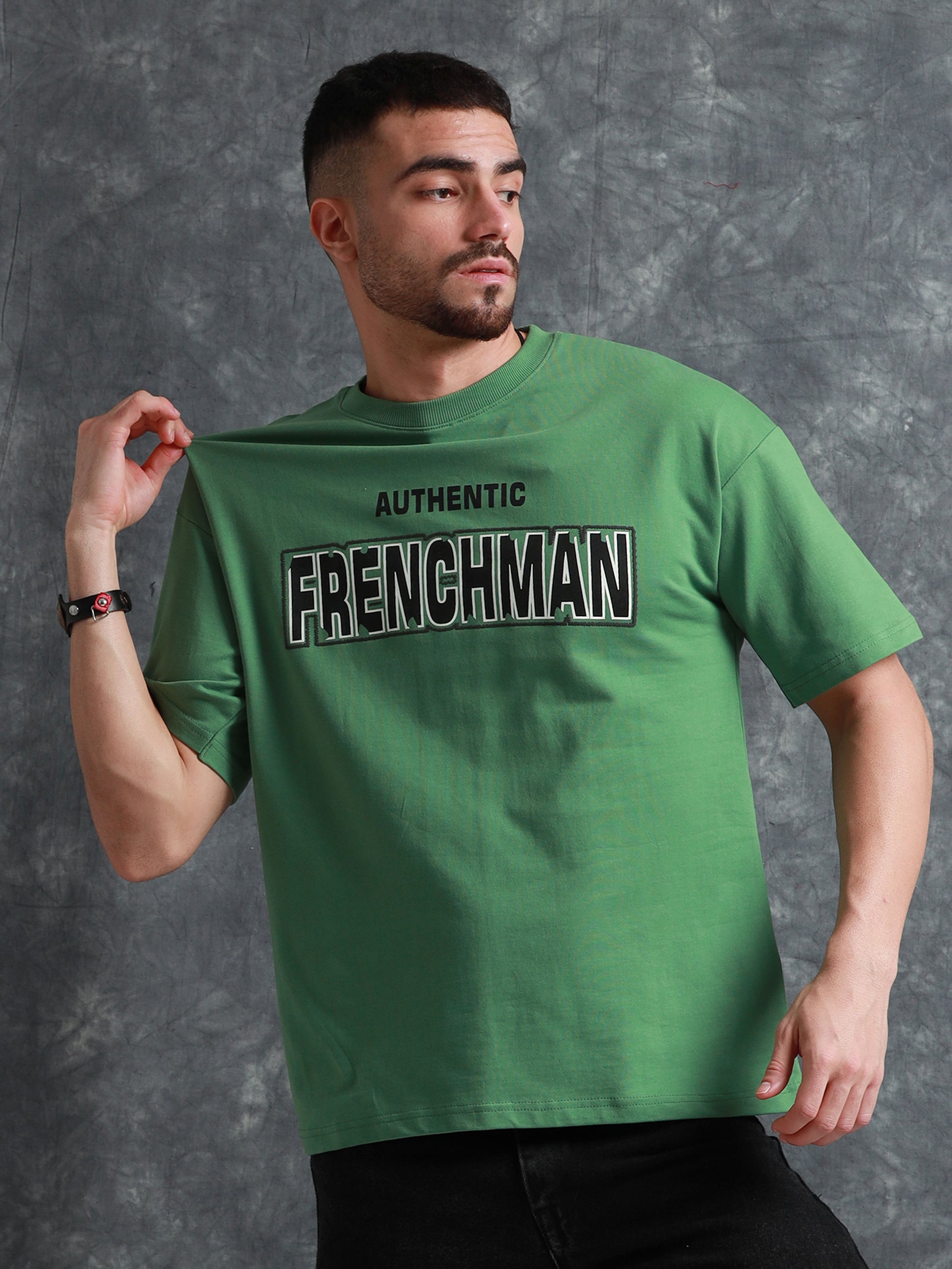 Mens green oversized t shirt - Black Denim